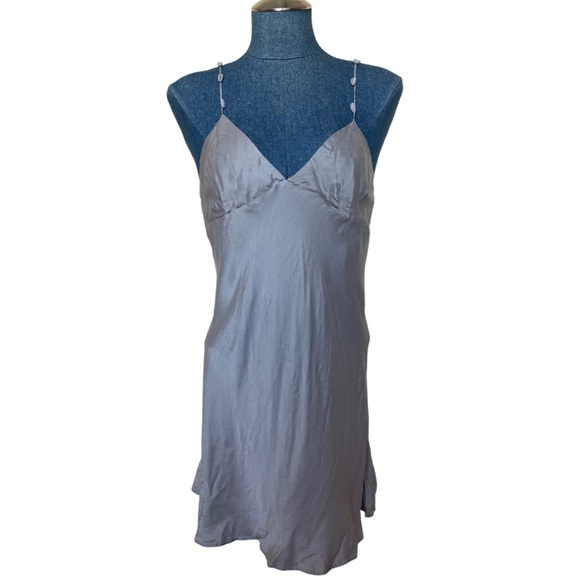 Vintage La SENZA 100% Silk Silver Slip Dress - Picture 4 of 4